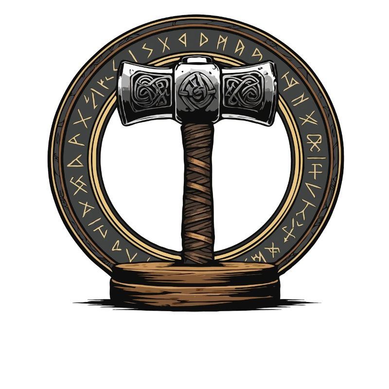 Viking Hammer Warrior Valhalla Runic Circle Thor
