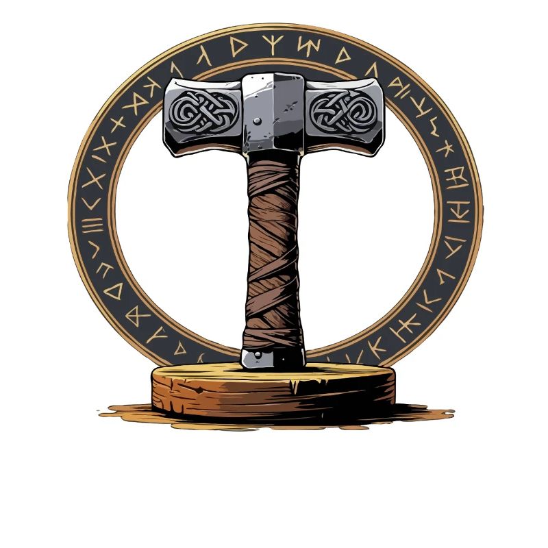 Viking Hammer Warrior Valhalla Runic Circle Thor
