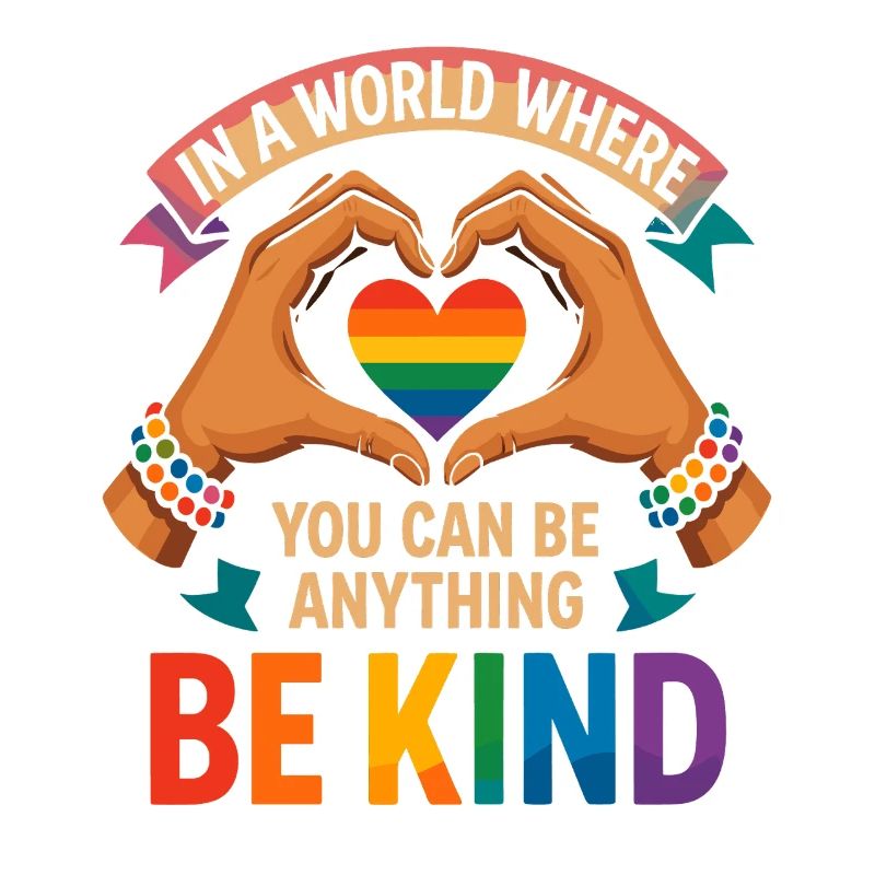Be Kind - Rainbow Heart Design