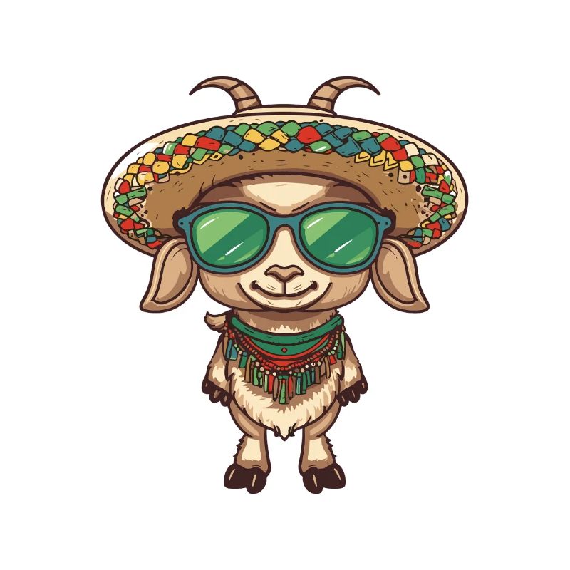 Mountain Goat Comic Funny Sombrero