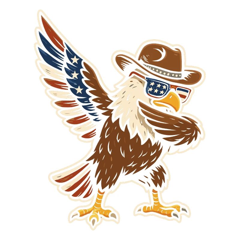 Cool eagle with cowboy hat and glasses