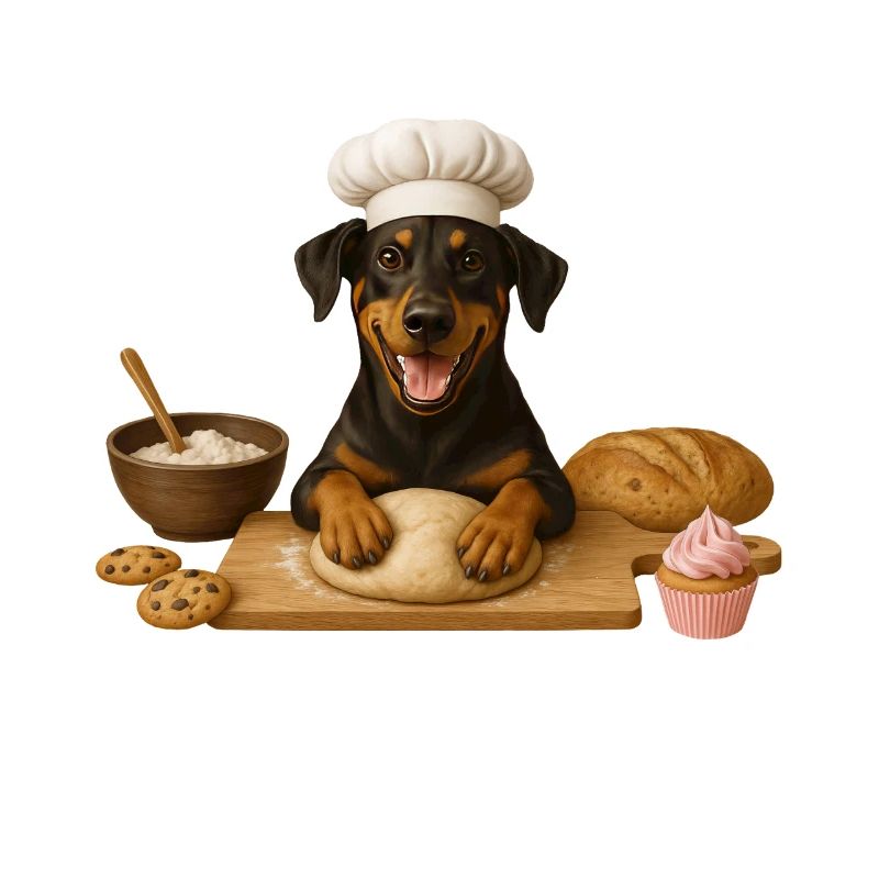 Doberman Baking Cake Cookies