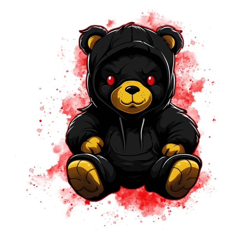 Cooler Horror Teddybär mit Kapuzenpullover Böse