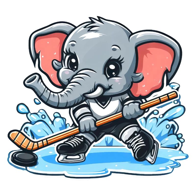 Elefant als Eishockeyspieler