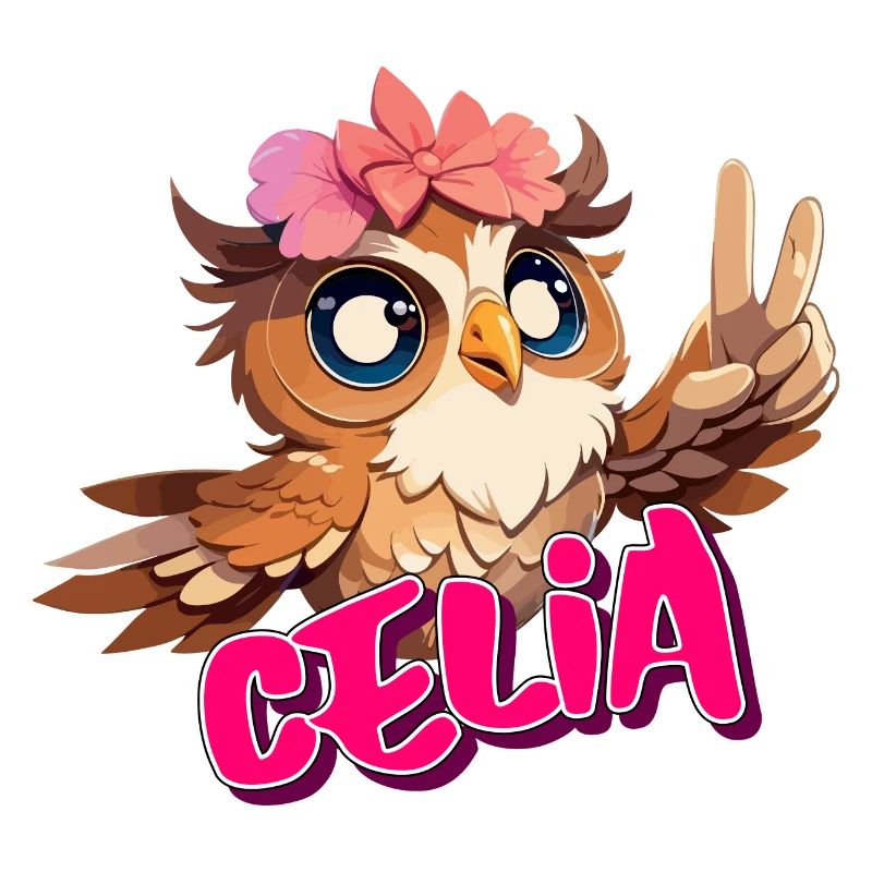 CELIA - Schöner Mädchen Name mit süßer EULE