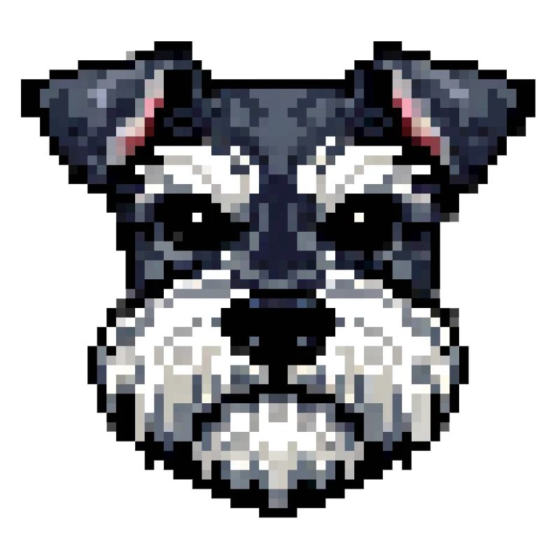 Pixelhunde Schnauzerporträt im Retro-Stil