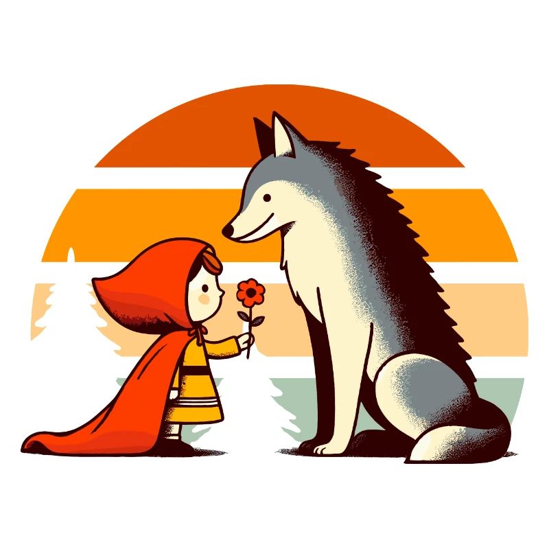 Märchen Rotkäppchen und der Wolf Wald Niedlich
