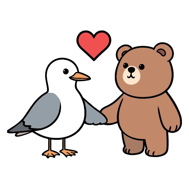 Möwe Braun Bär Freundschaft Liebe Herz Hände halte