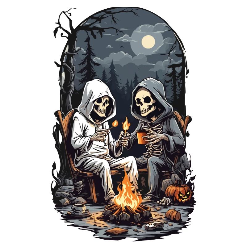 Halloween Camping Skeleton Campfire Design