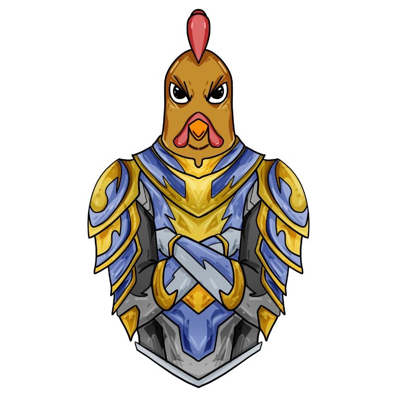 Knight Chicken avec Armor Crusader