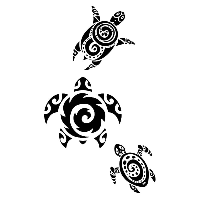 Three black sea turtles