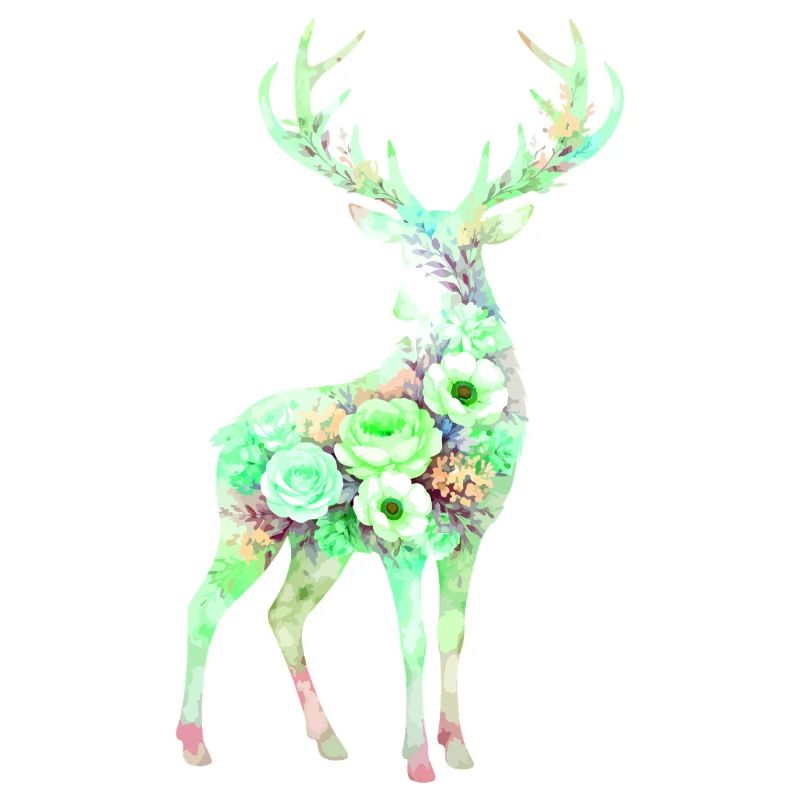 Fleurs en forme d’aquarelle de cerf