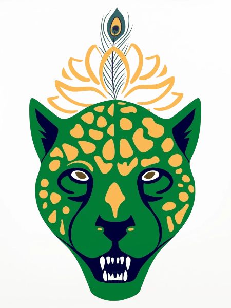 Grüner Leopard mit Feder