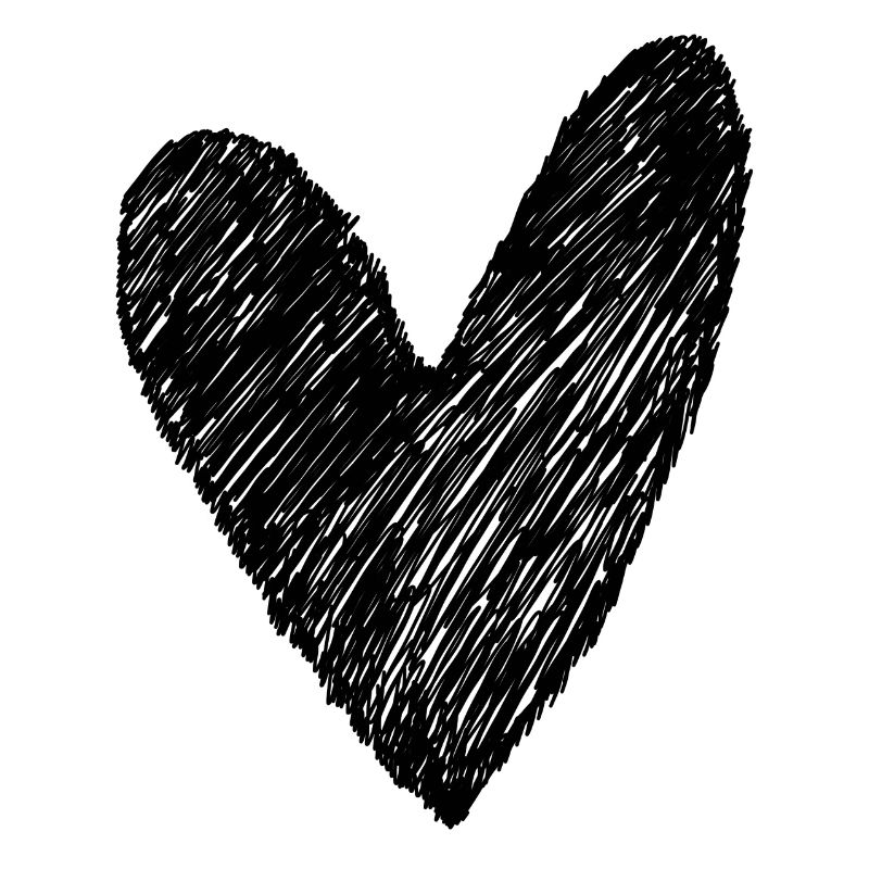 Heart Scribbled Black Hand-Painted Gift Idea