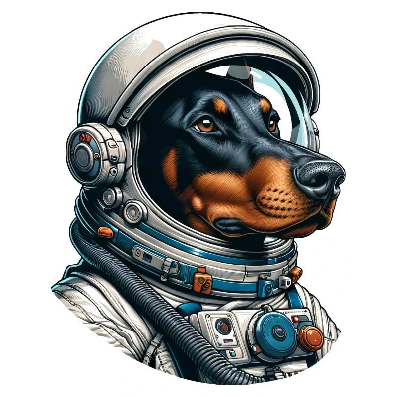Doberman astronaut in space