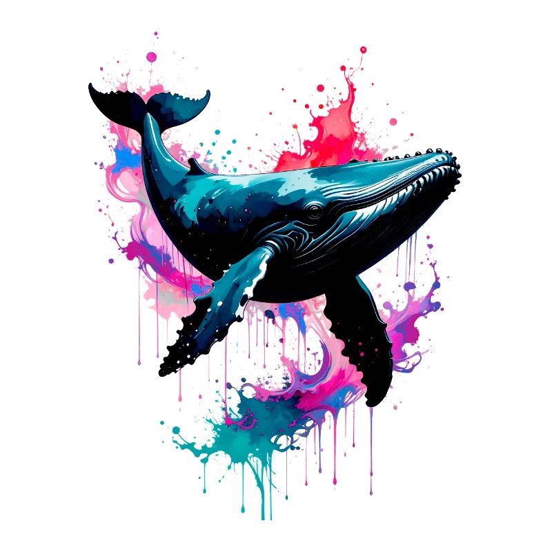 baleine, illustration, coloré, graffiti, coloré, éclaboussure