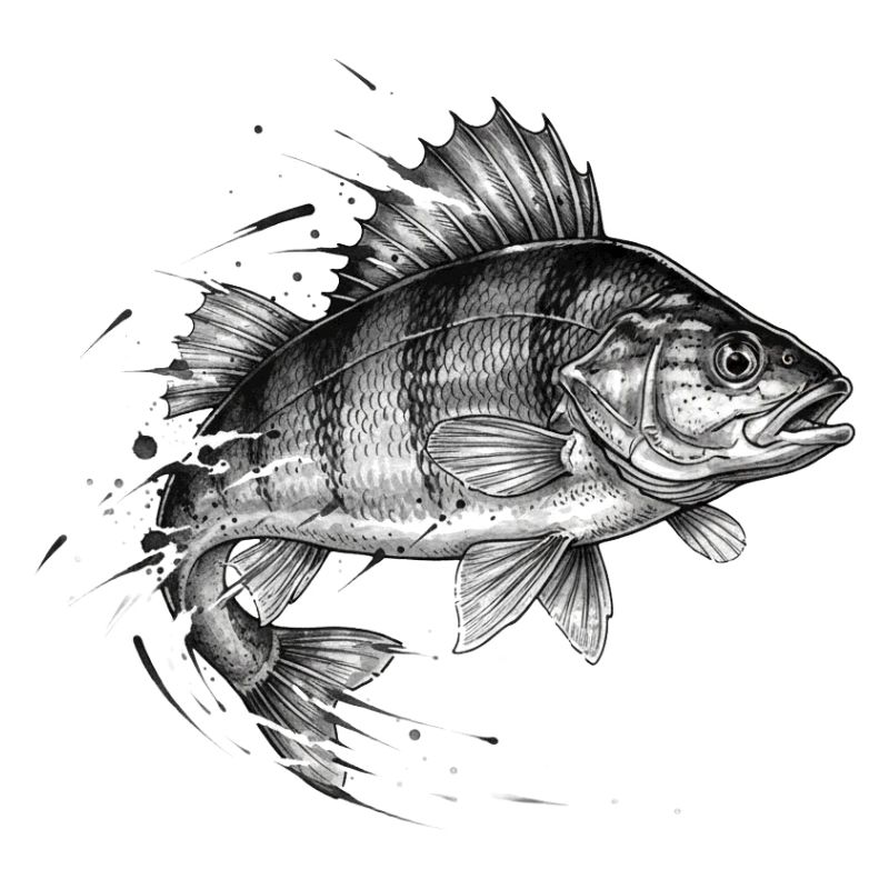 Perche Perch Ink Tattoo Vector de pêche