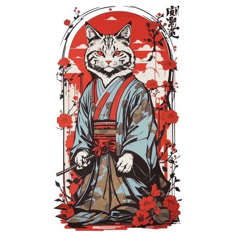 Samurai Cat Japanese Ukiyo-e Cat Art