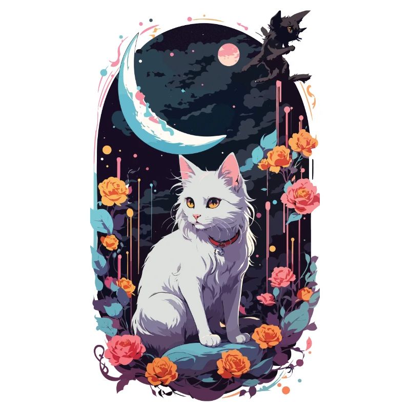 Mystical Night Cats Pastel Gothic Design