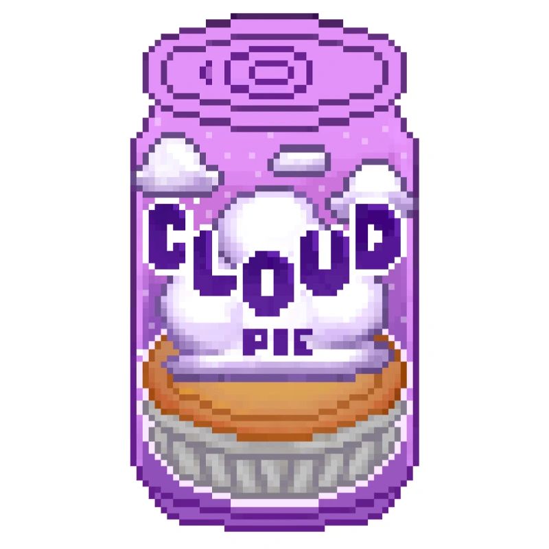 Cloud Pie Pixel Art - Conception de canette de soda violette