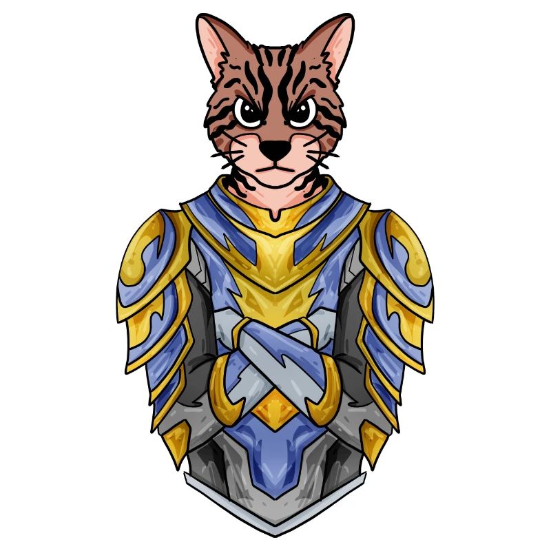 Chevalier Chat Chat Race Bengale Chat avec Armure