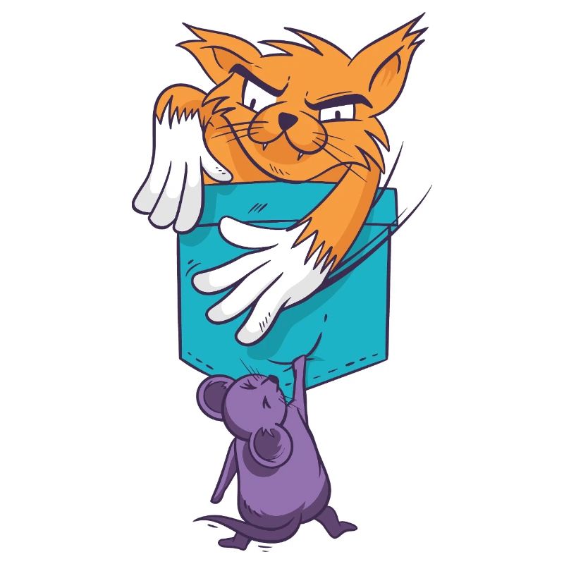 Playful Cat with Mouse Pattern