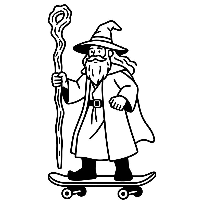 Zauberer auf Skateboard