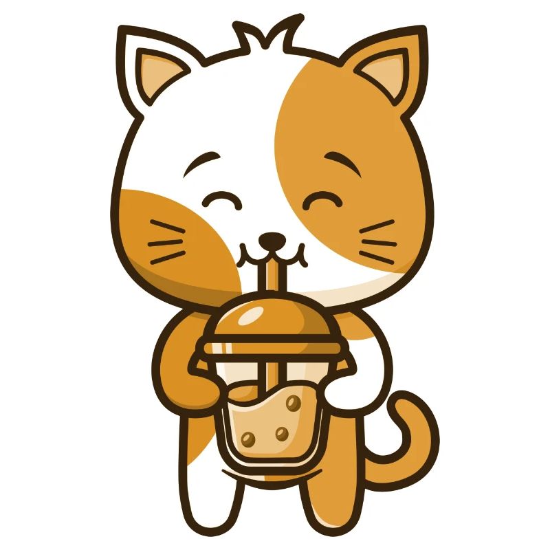 Un chaton de chat drôle boit Boba Tea Bubble