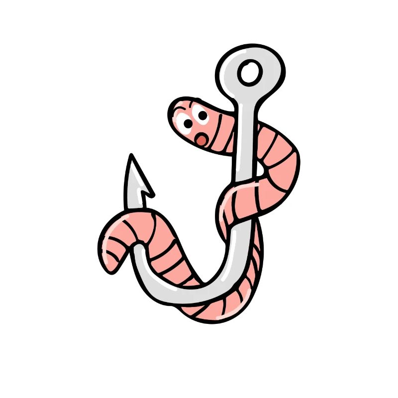 Fishhook with a worm