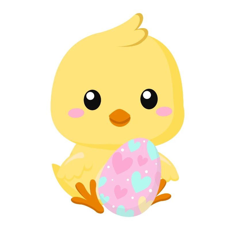 Mignon petit poussin de Pâques avec oeuf de Pâques