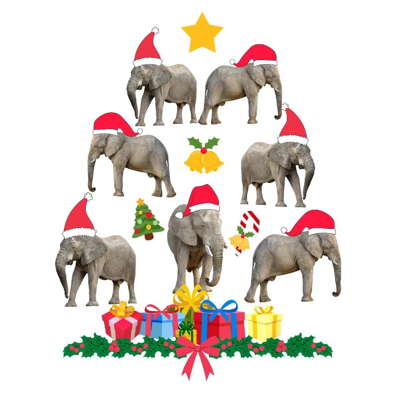 Éléphant à Noël. Cadeau de Noël