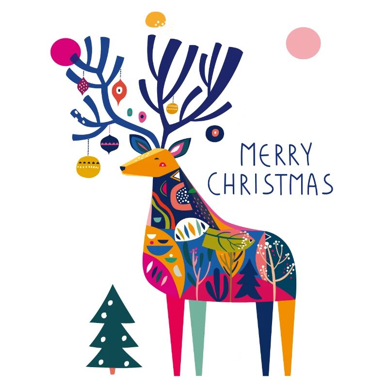 Hirsch mit Weihnachtskugeln