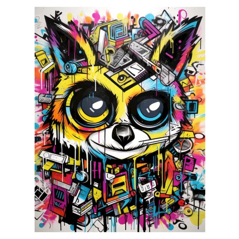 Waschbär comic graffiti
