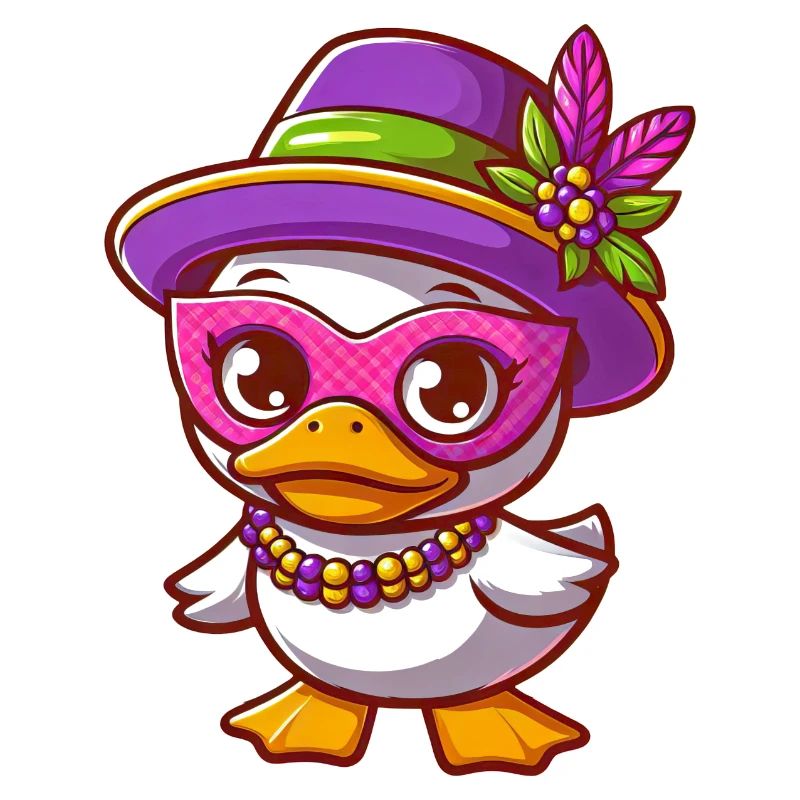 White Mardi Gras Duck with Jewelry