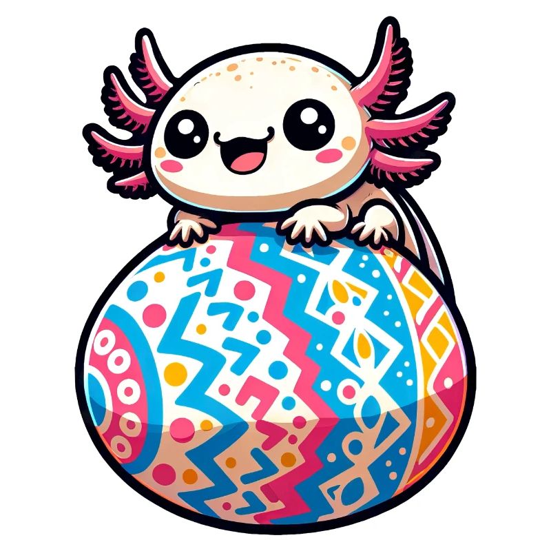 Easter Axolotl on Giant Egg