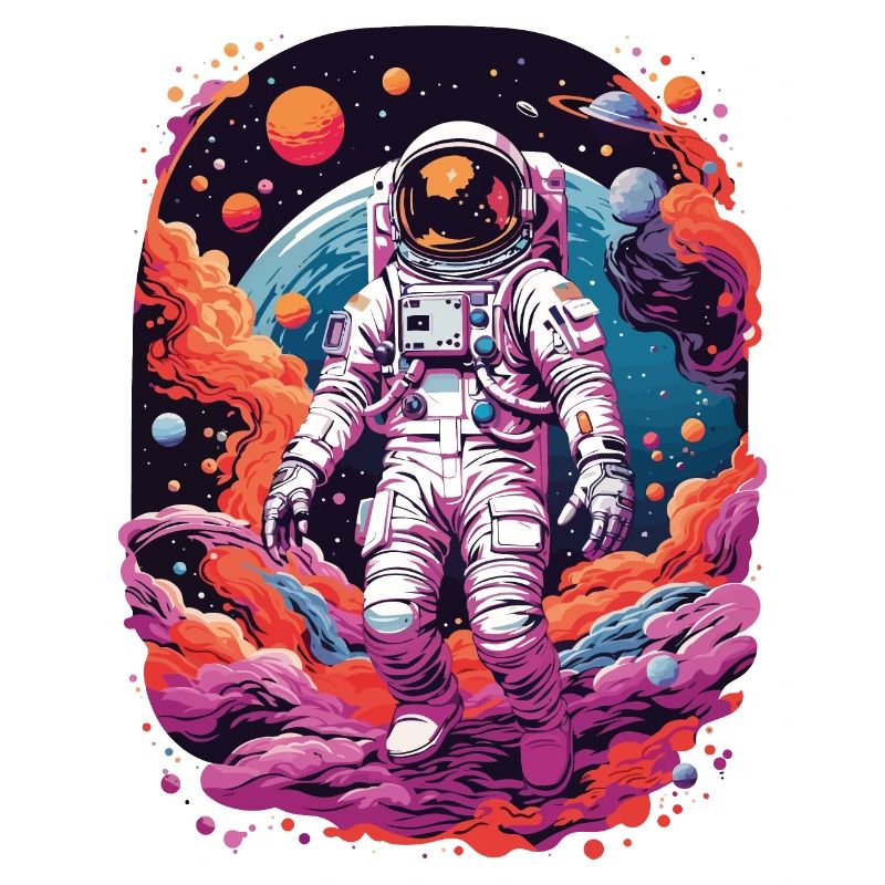 Outer Space Splash Art Coloré Amusant Spaceman