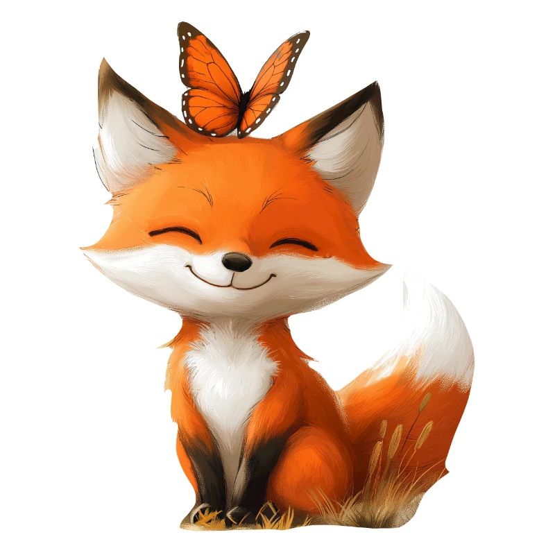 Renard avec papillon