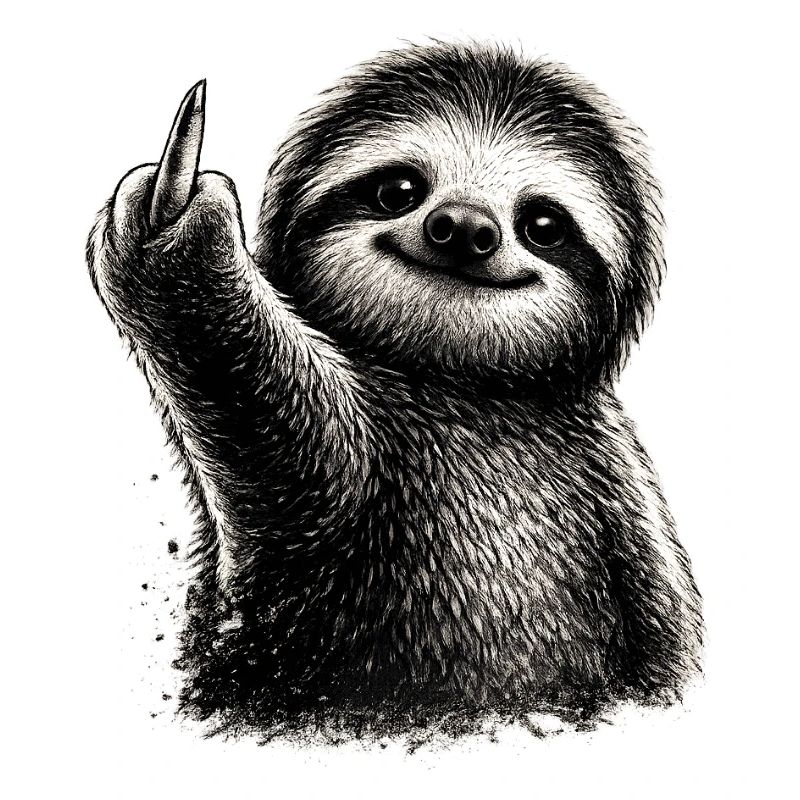 Naughty Sloth Middle Finger