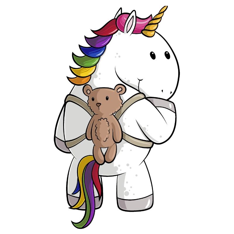 Comic Einhorn mit Rucksack