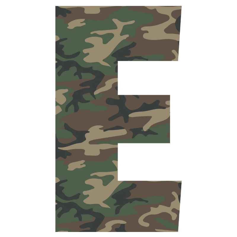 Zäher Buchstabe E im Tarnmuster! Vergrößern oder