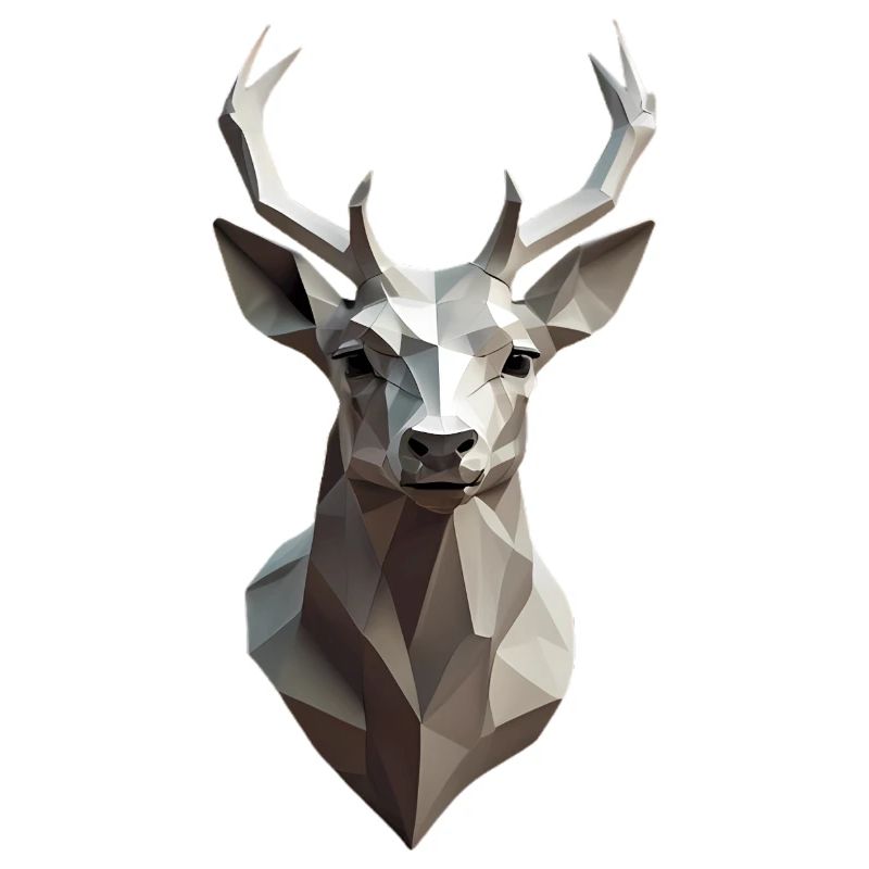 Geometric Deer Head Low-Poly