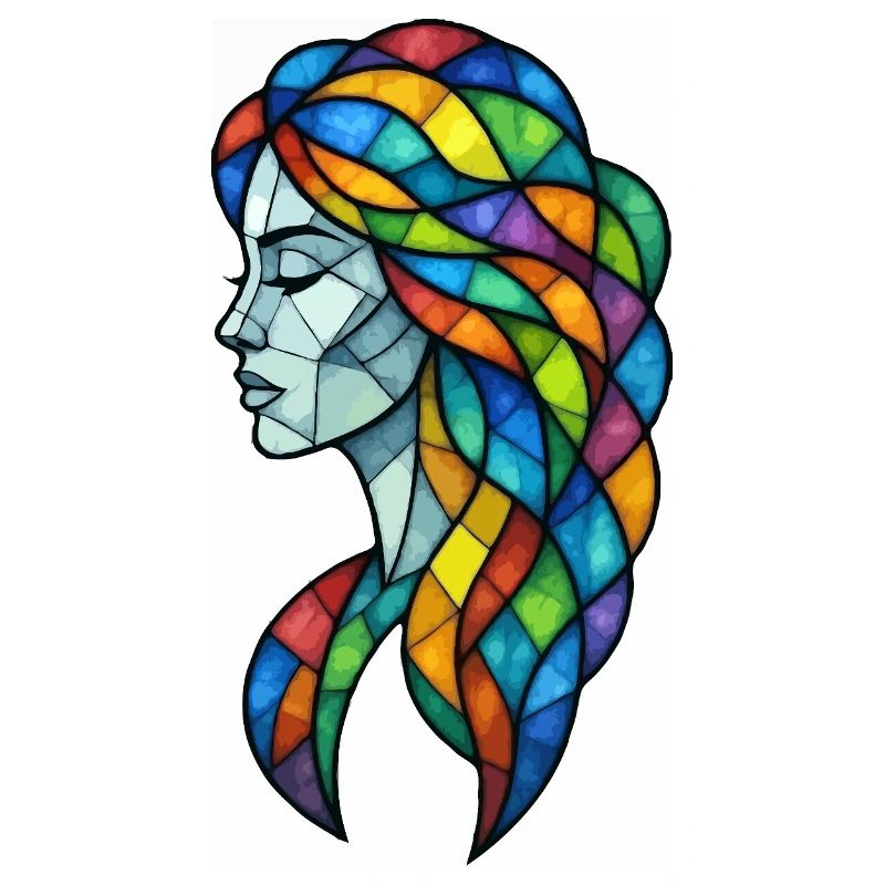 Bunte Buntglasfrau