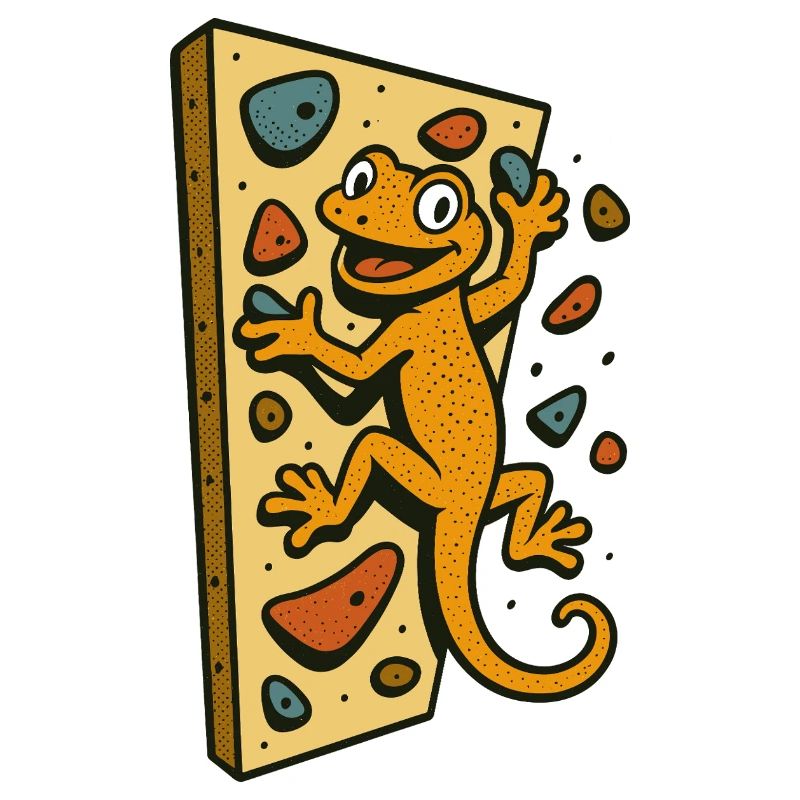 Bouldering Gecko Lizard Climbing Retro Gift