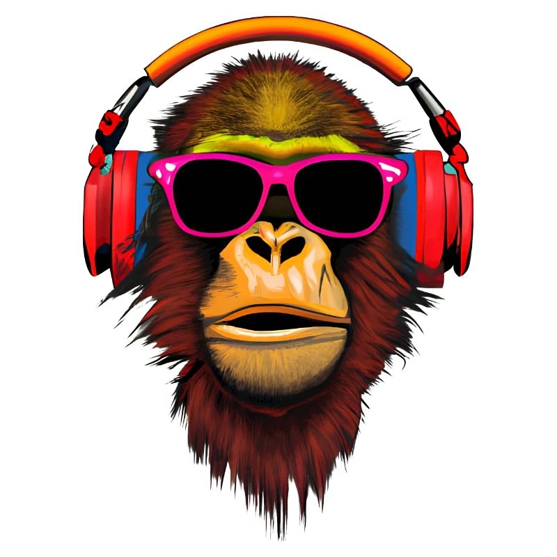 Singe réfrigéré avec écouteurs et bri soleil
