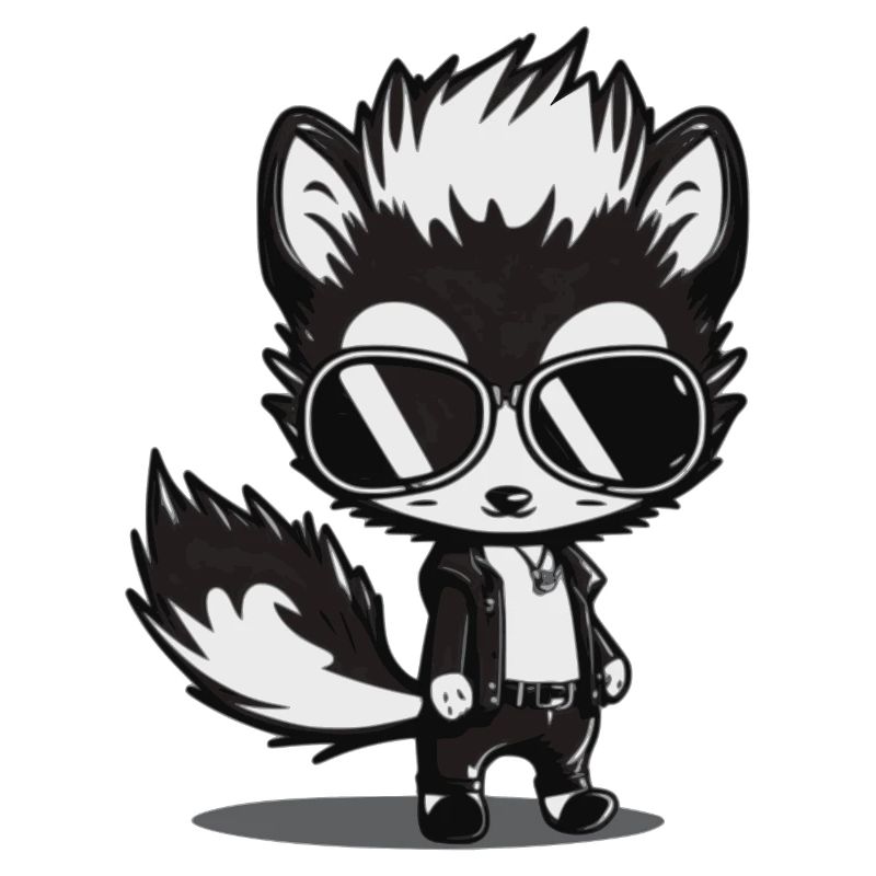Leather jacket and sunglasses with Skunk skunk