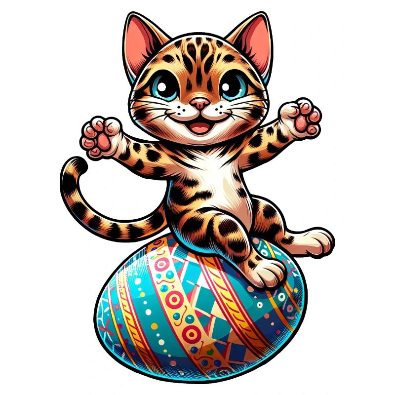 Bengal Cat Dancing Easter Egg