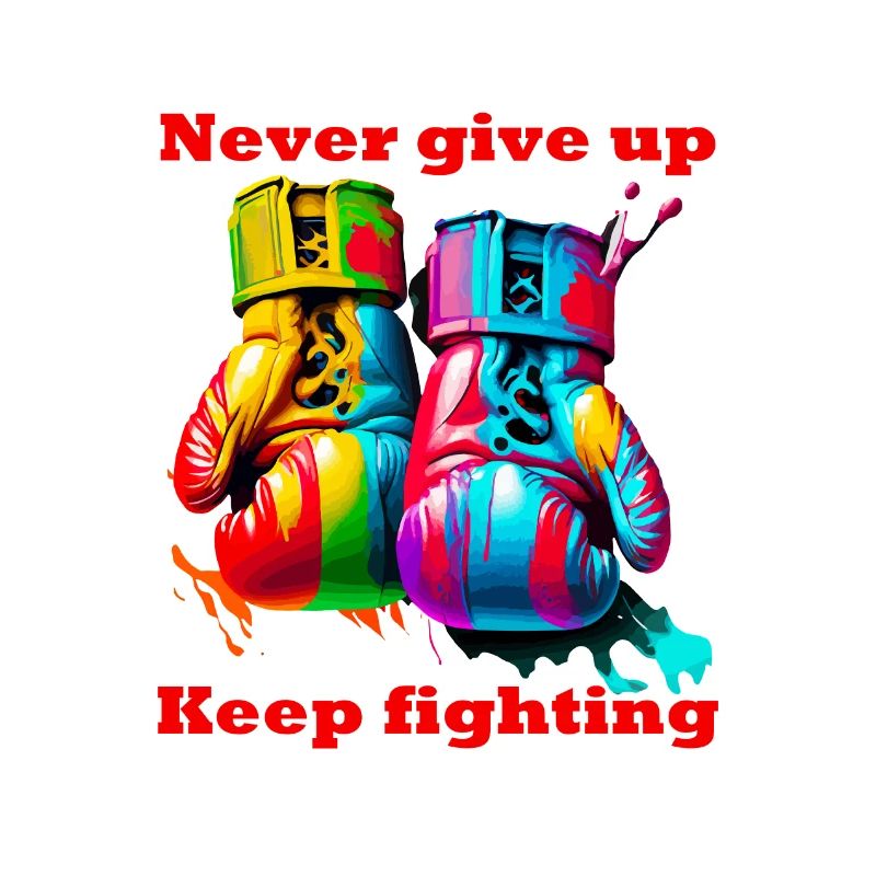 Never give up. Keep fighting. Boxe. Gants de Boxe