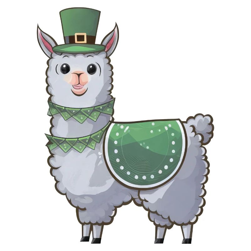 St. Patrick's Day Cute Llama Cartoon