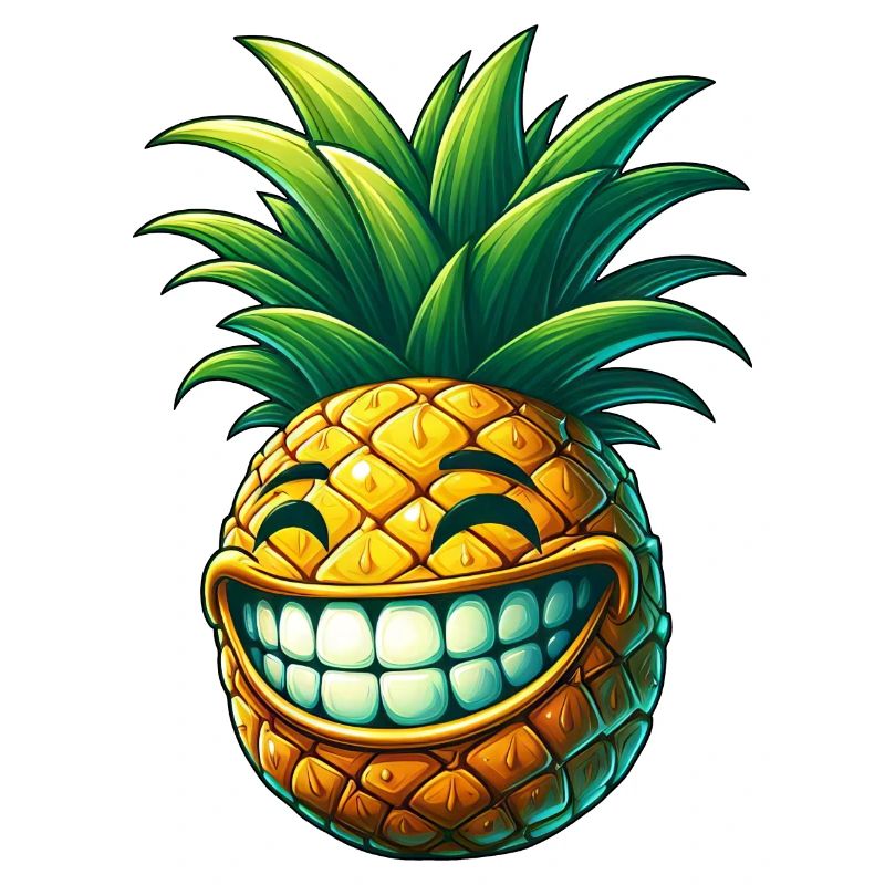 Pineapple Fruit Summer Cartoon Grin Cute Cool