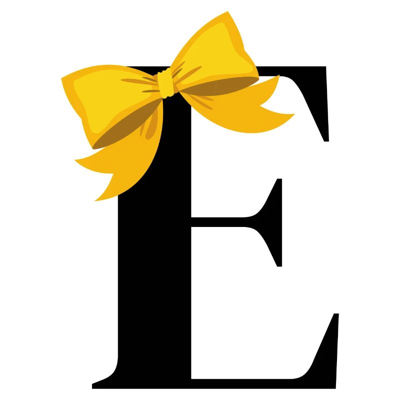Lettre e nœud jaune